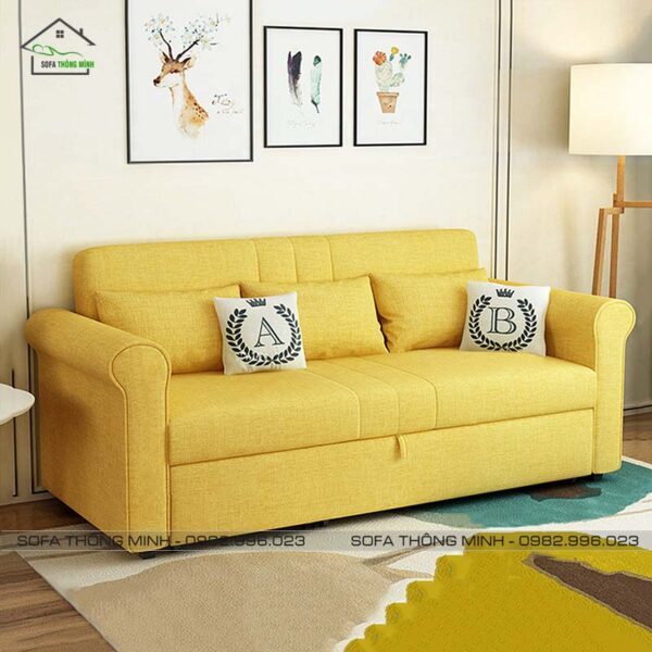 Sofa Giường Kéo Đẹp Tay Tròn TGK 14 Màu Vàng